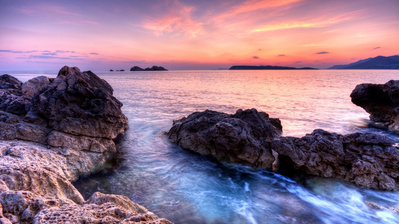 Закат на море обои