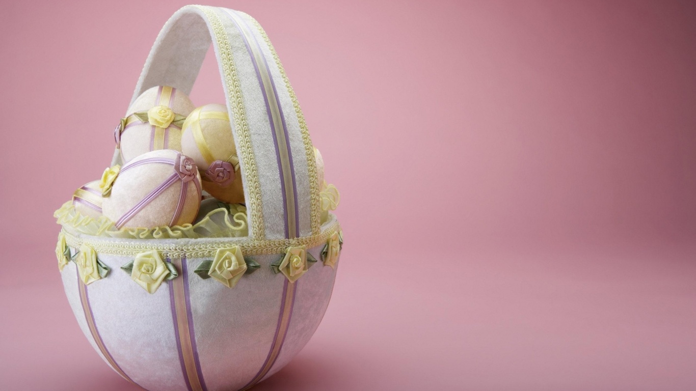 Пасхальная корзина с яйцами обои