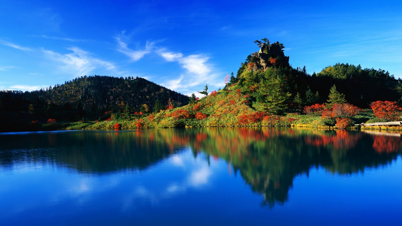 Берег озера в Японии обои