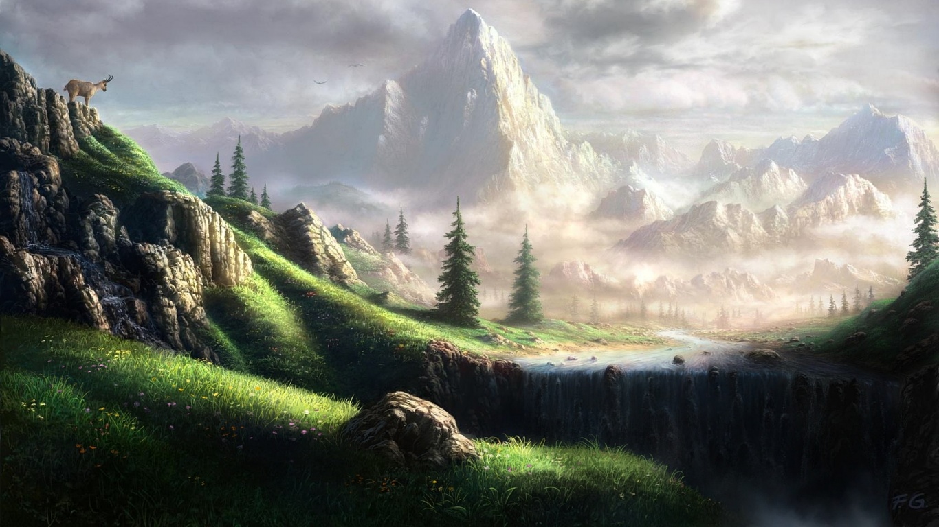 Сказочный водопад обои