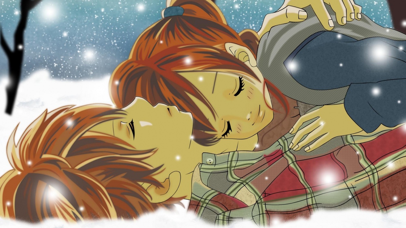 Двое на снегу из Bokura Ga Ita обои