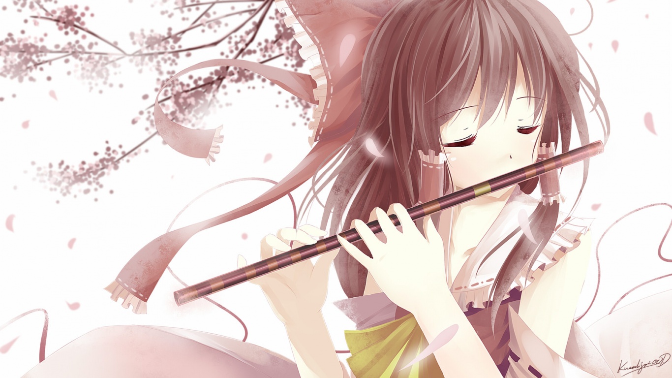 Девочка играет на флейте обои