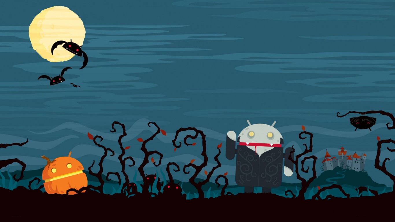 Хэллоуин в стиле Google Android обои