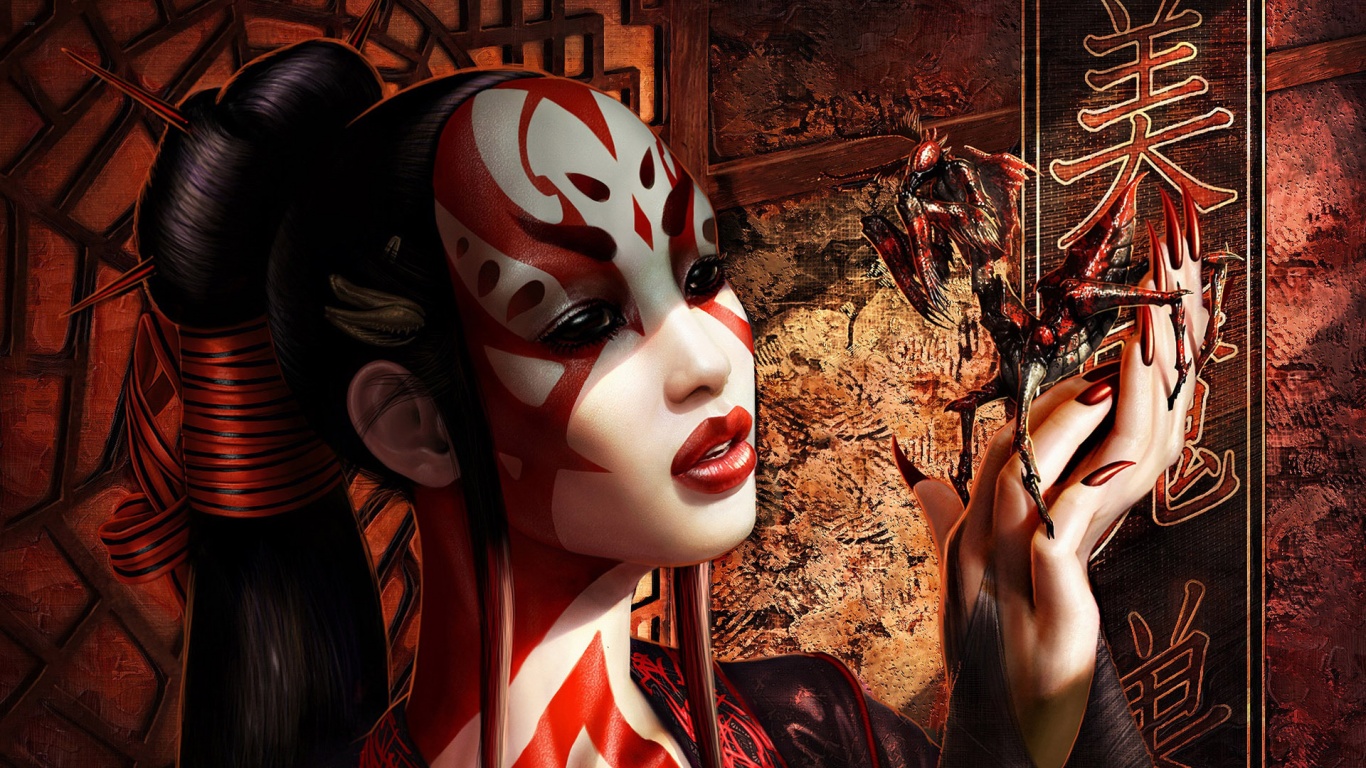 Девушка и богомол обои