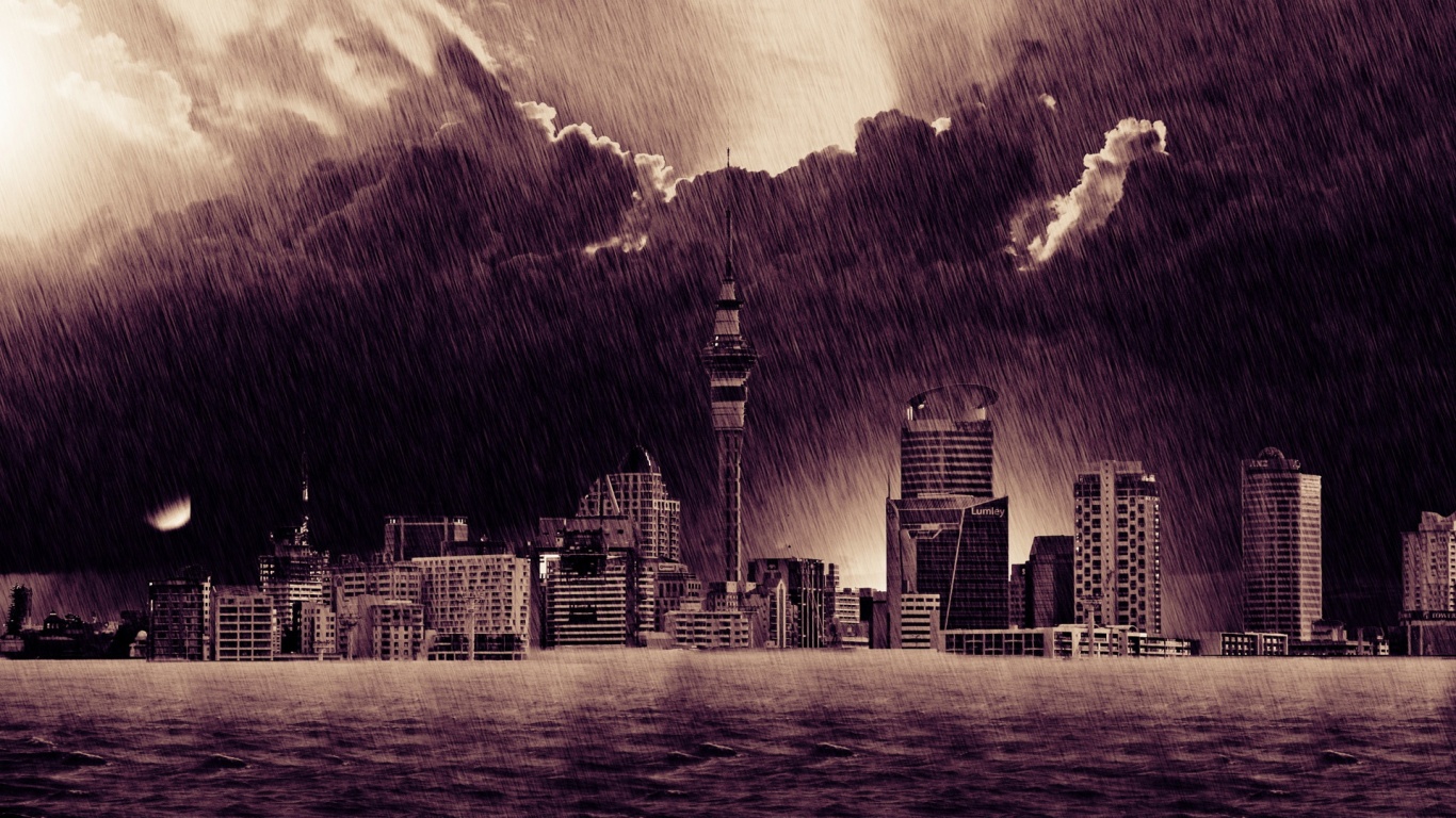 Гроза над городом обои