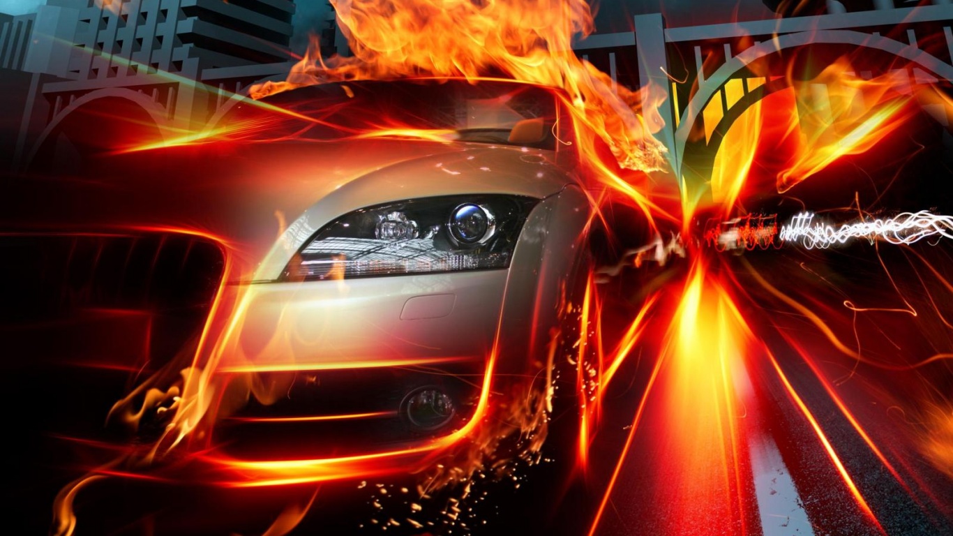 Ауди в огне обои