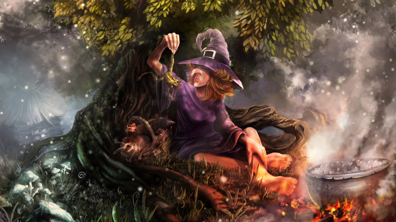 Ведьма варит зелье обои