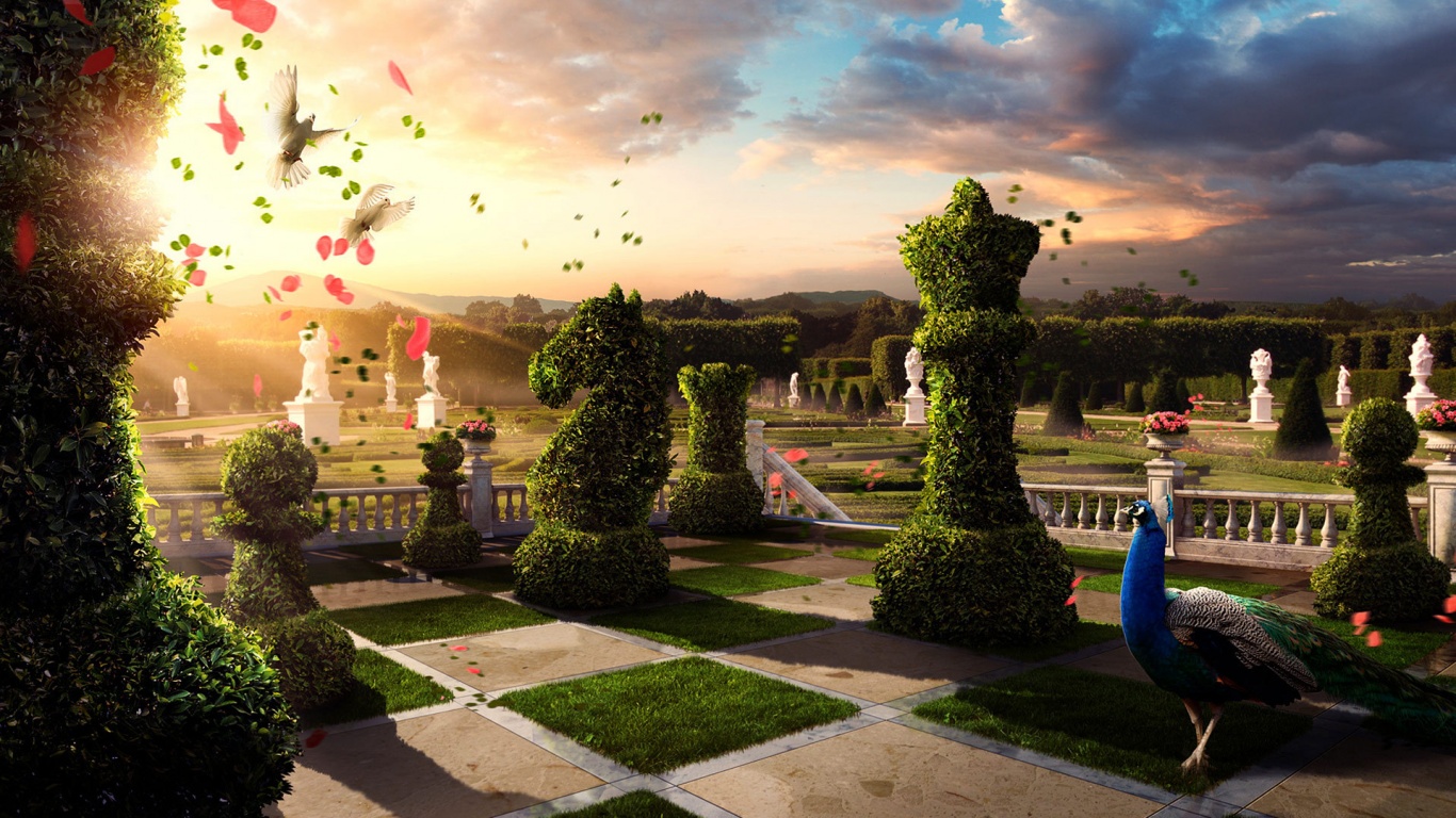 Шахматный сад обои