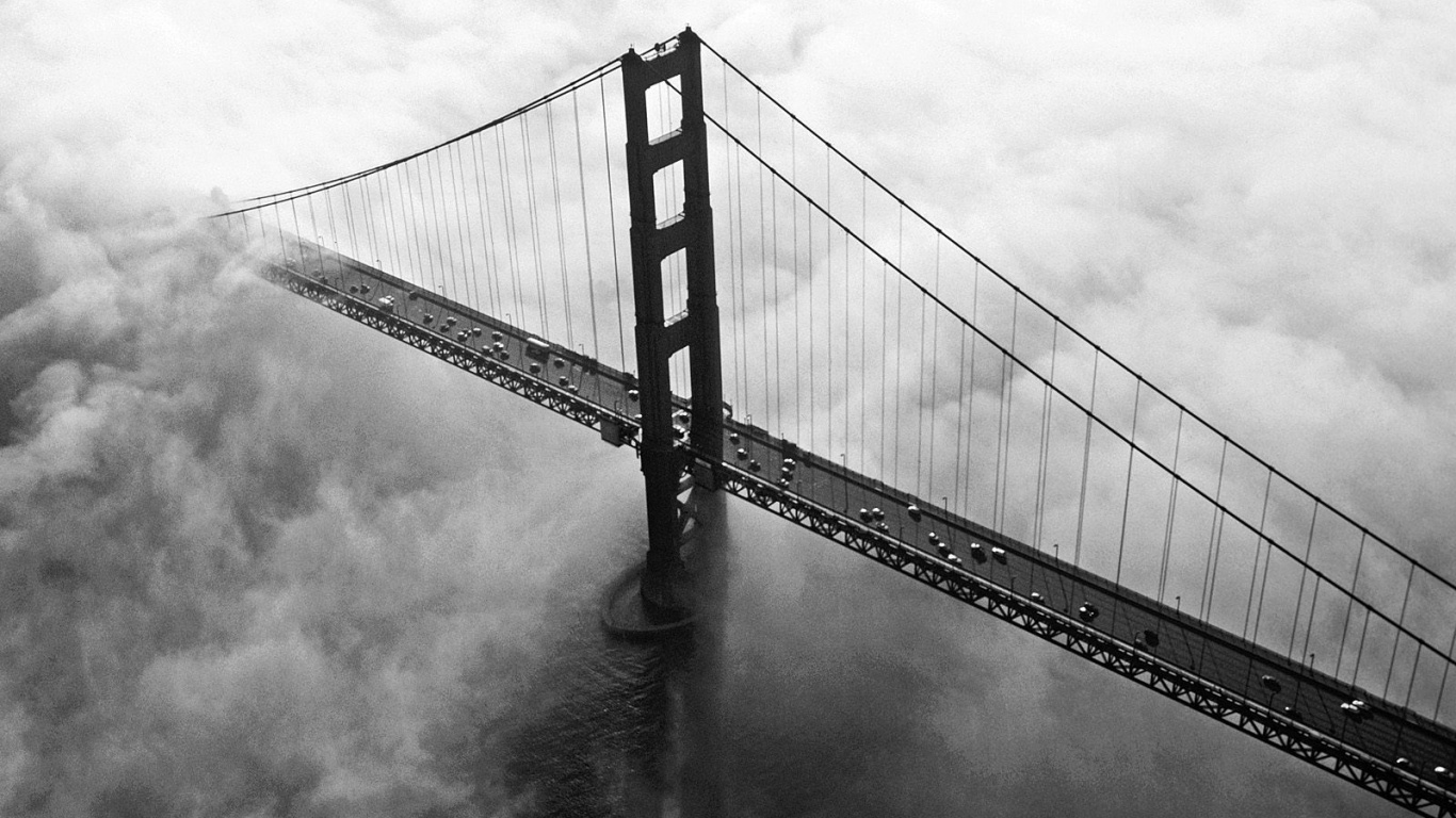 Мост Золотые ворота утопает в тумане обои