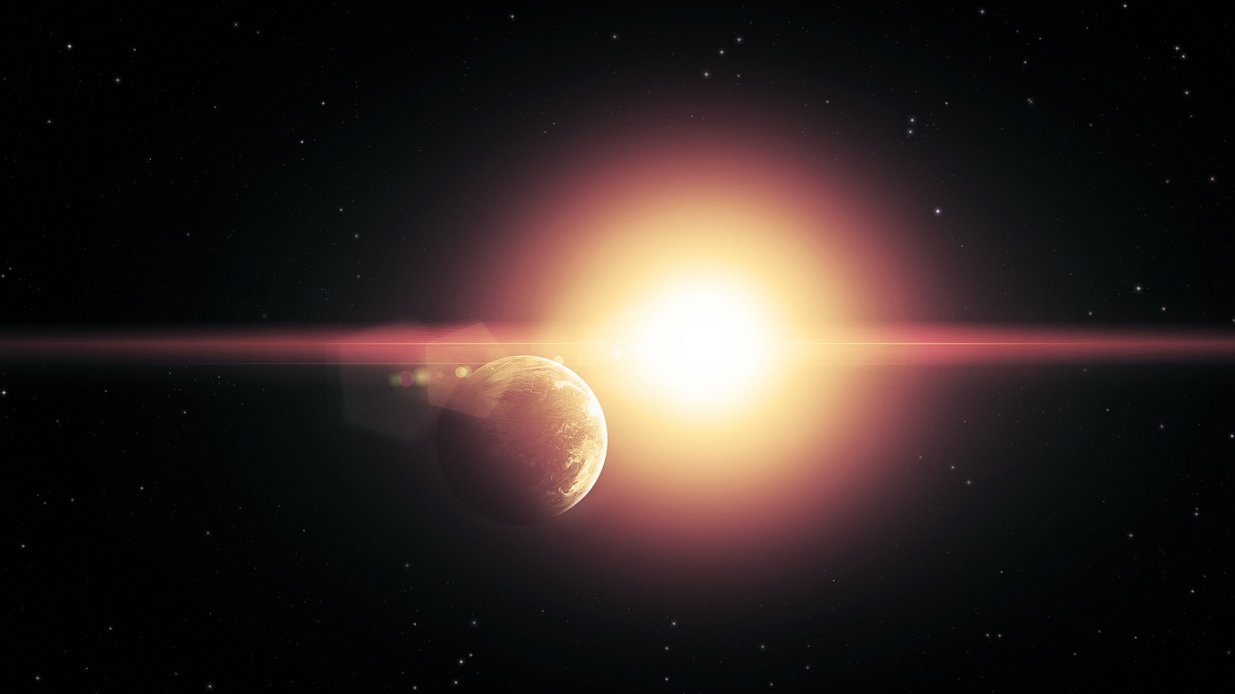 Планета на фоне звезды обои