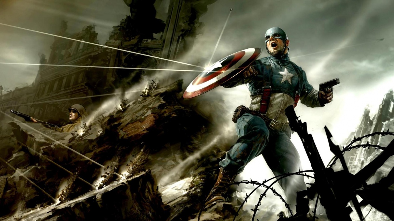 Капитан Америка на баррикадах обои