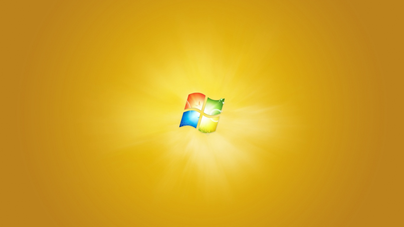 Яркий желтый логотип Windows 7 обои