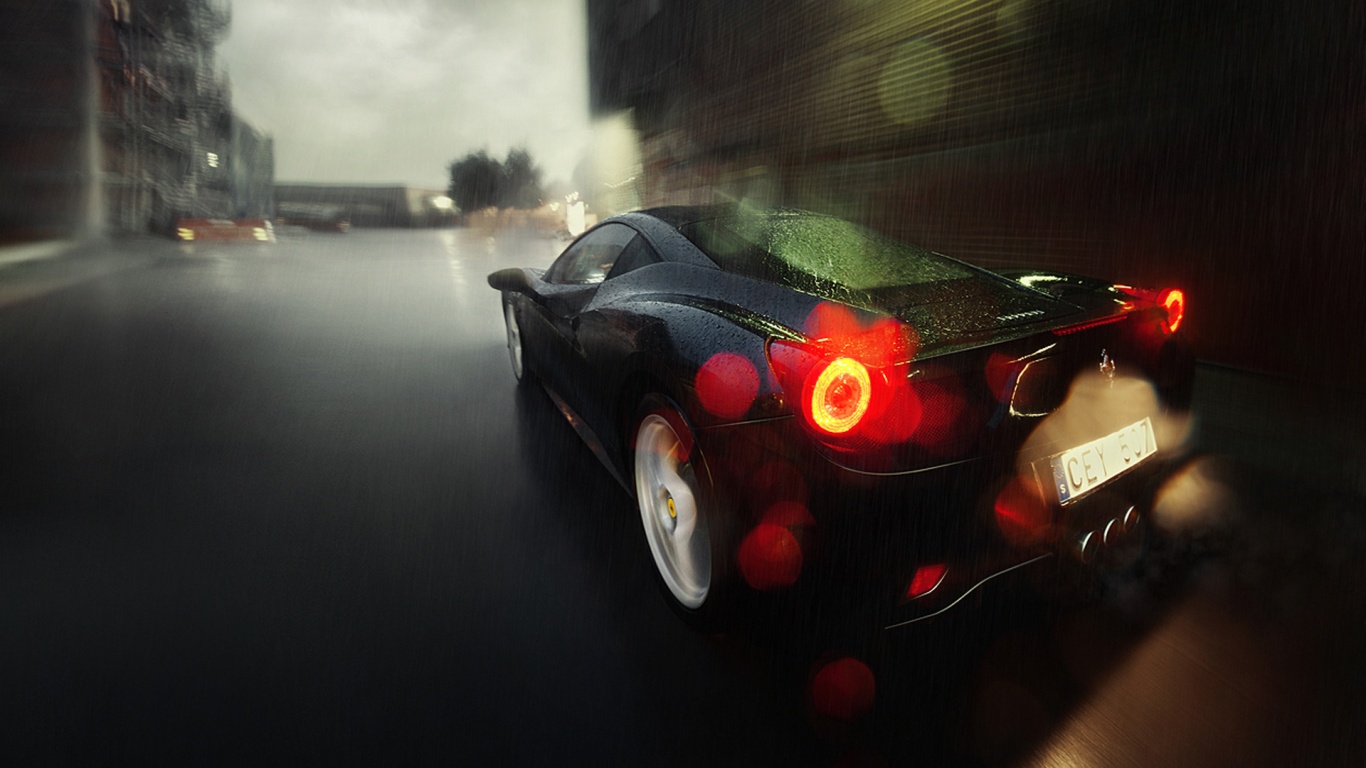 Ferrari под дождем обои