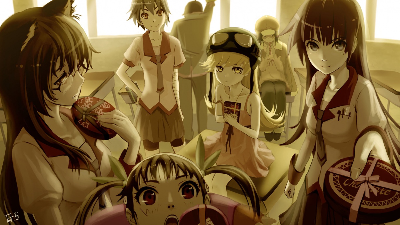 Девушки из Bakemonogatari обои