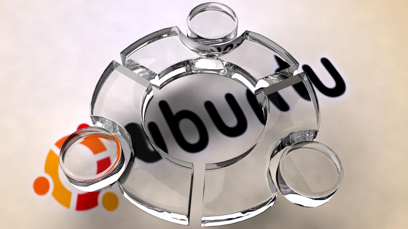 Стеклянный логотип ubuntu обои