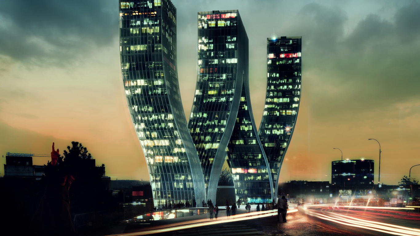 Здание в форме буквы W обои