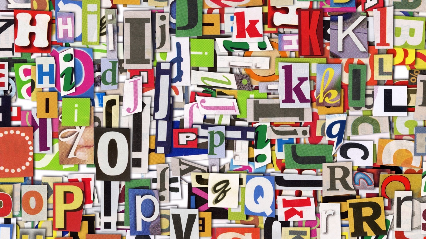Буквы вырезанные из журналов обои