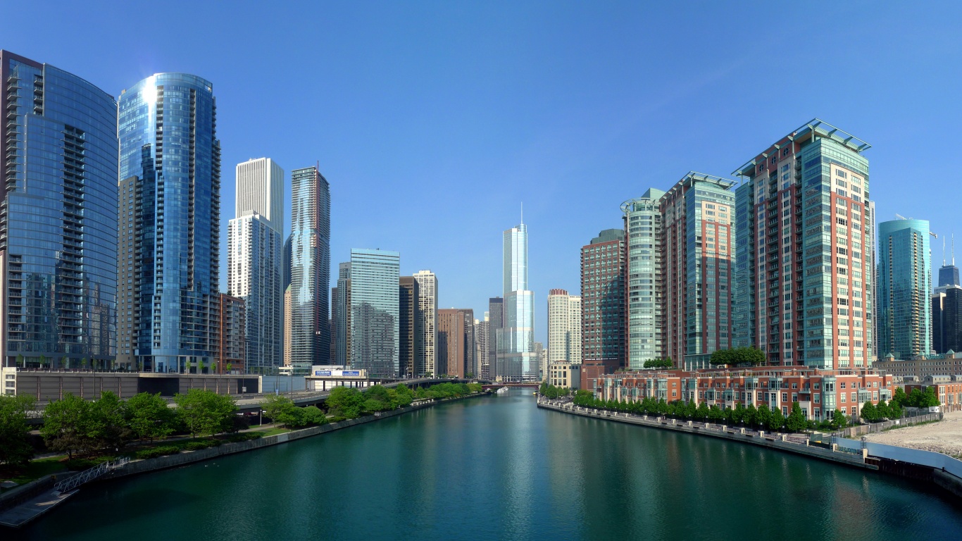 Вид на Чикаго обои