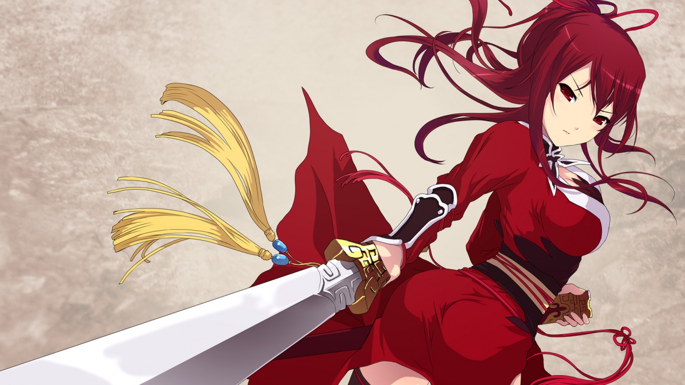 Рыжая девочка с мечем обои