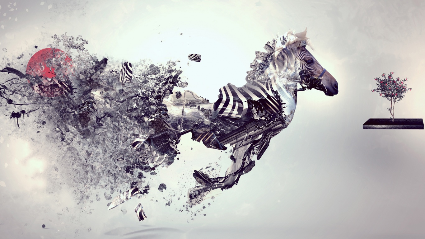 Зебра и бонсай обои