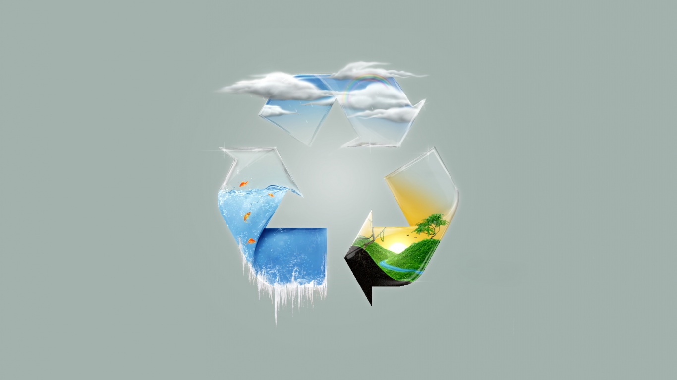 Круговорот воды в природе в значке переработки обои