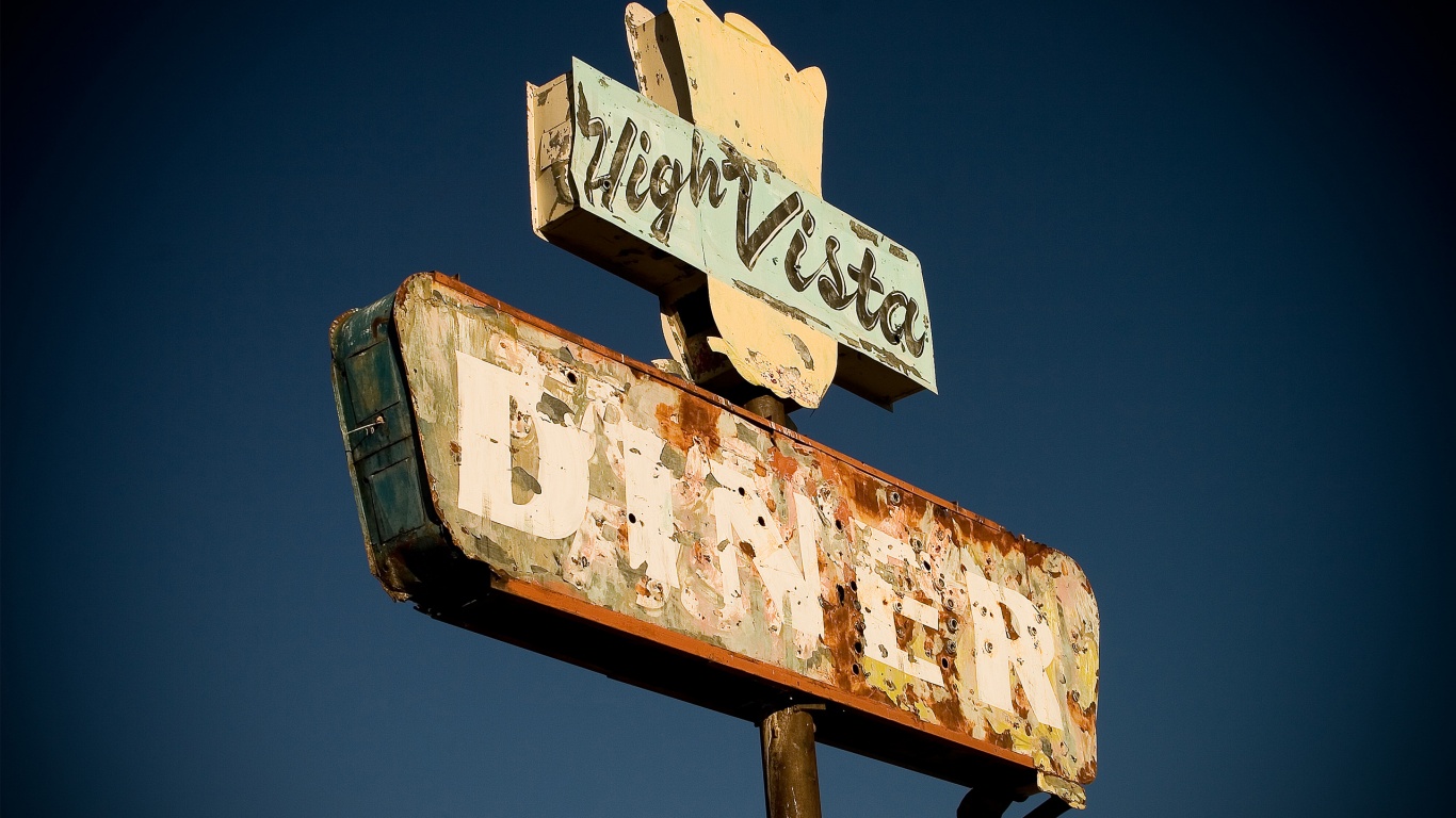 Вывеска заброшенного ресторанчика обои