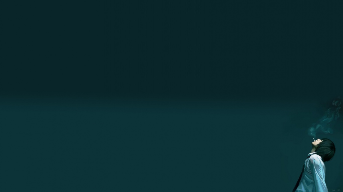 Курящий в углу обои