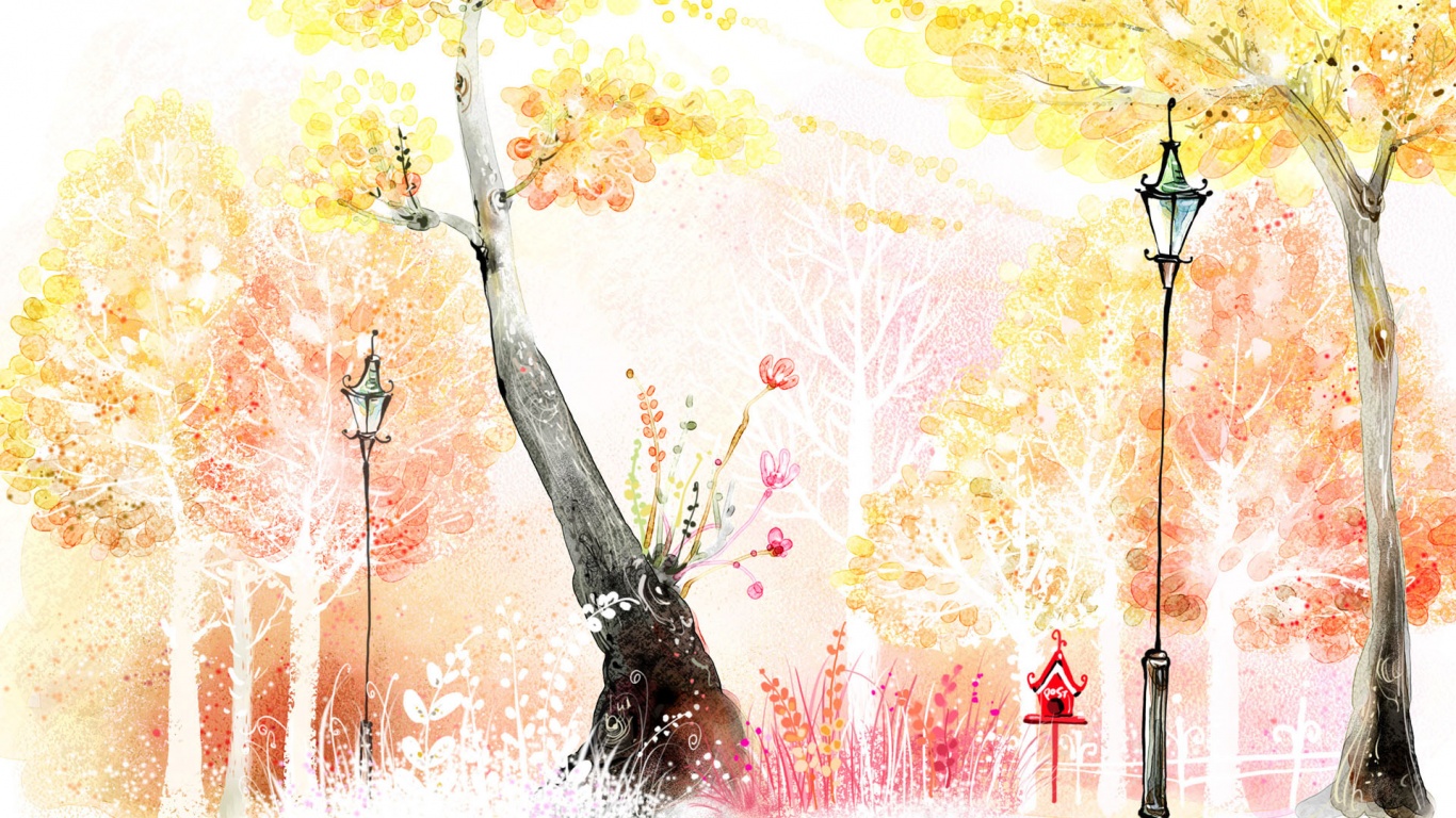 Фонари в парке обои