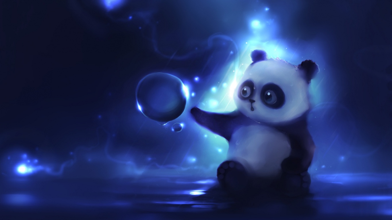 Панда и пузырек обои