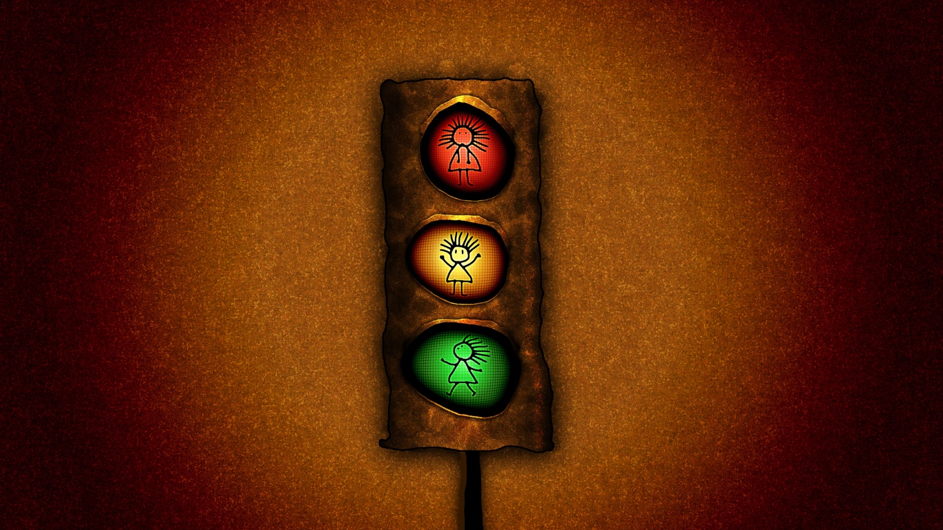 Нарисованный светофор обои