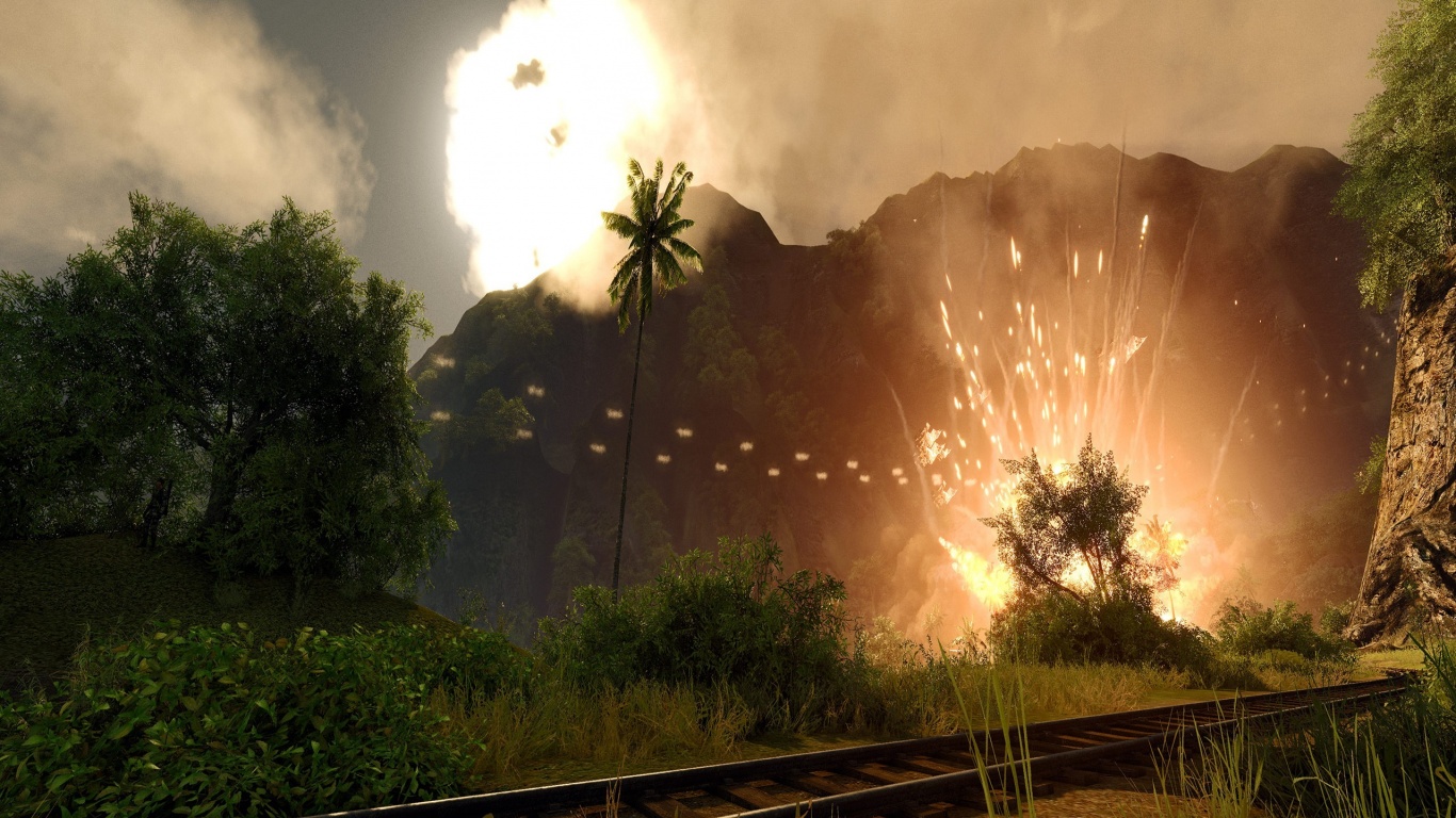 Взрыв в кустах обои