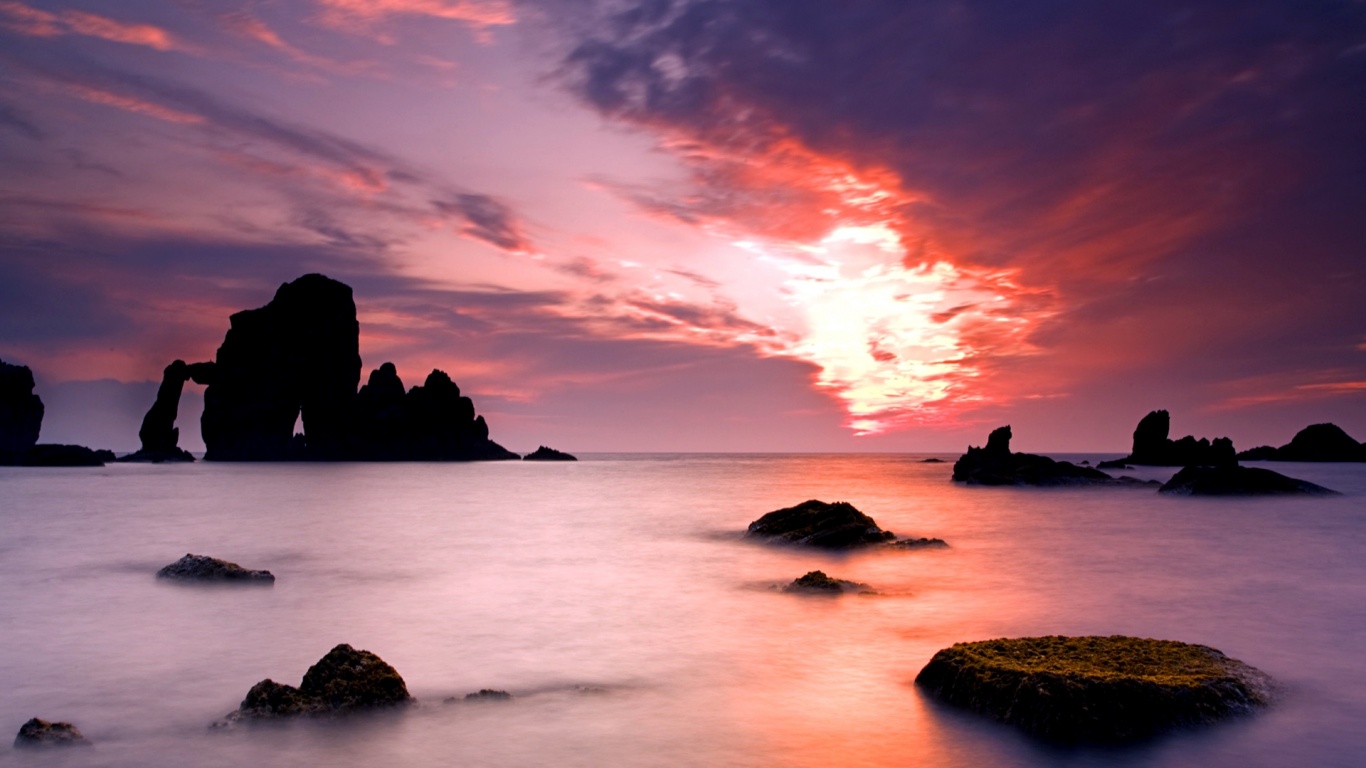 Закат на море обои