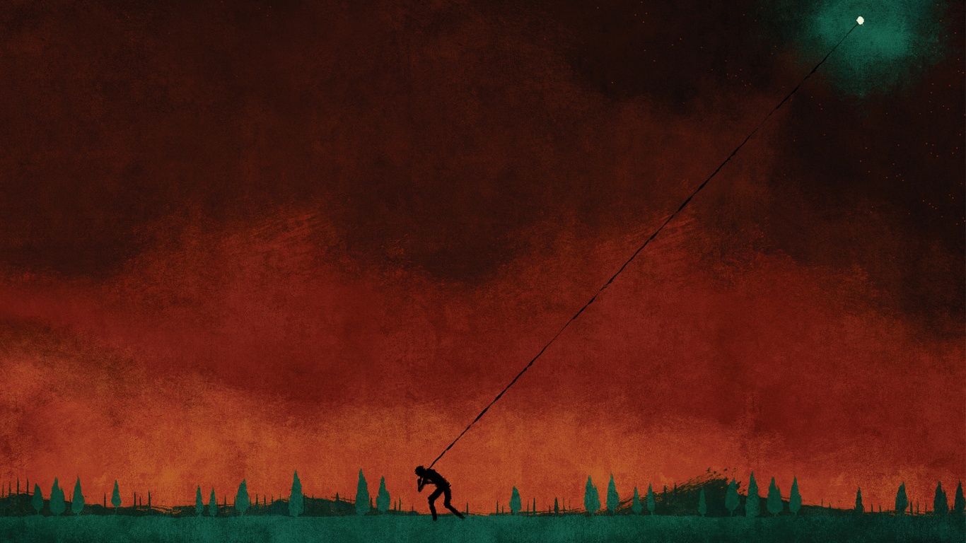 Человек тянущий звезду обои