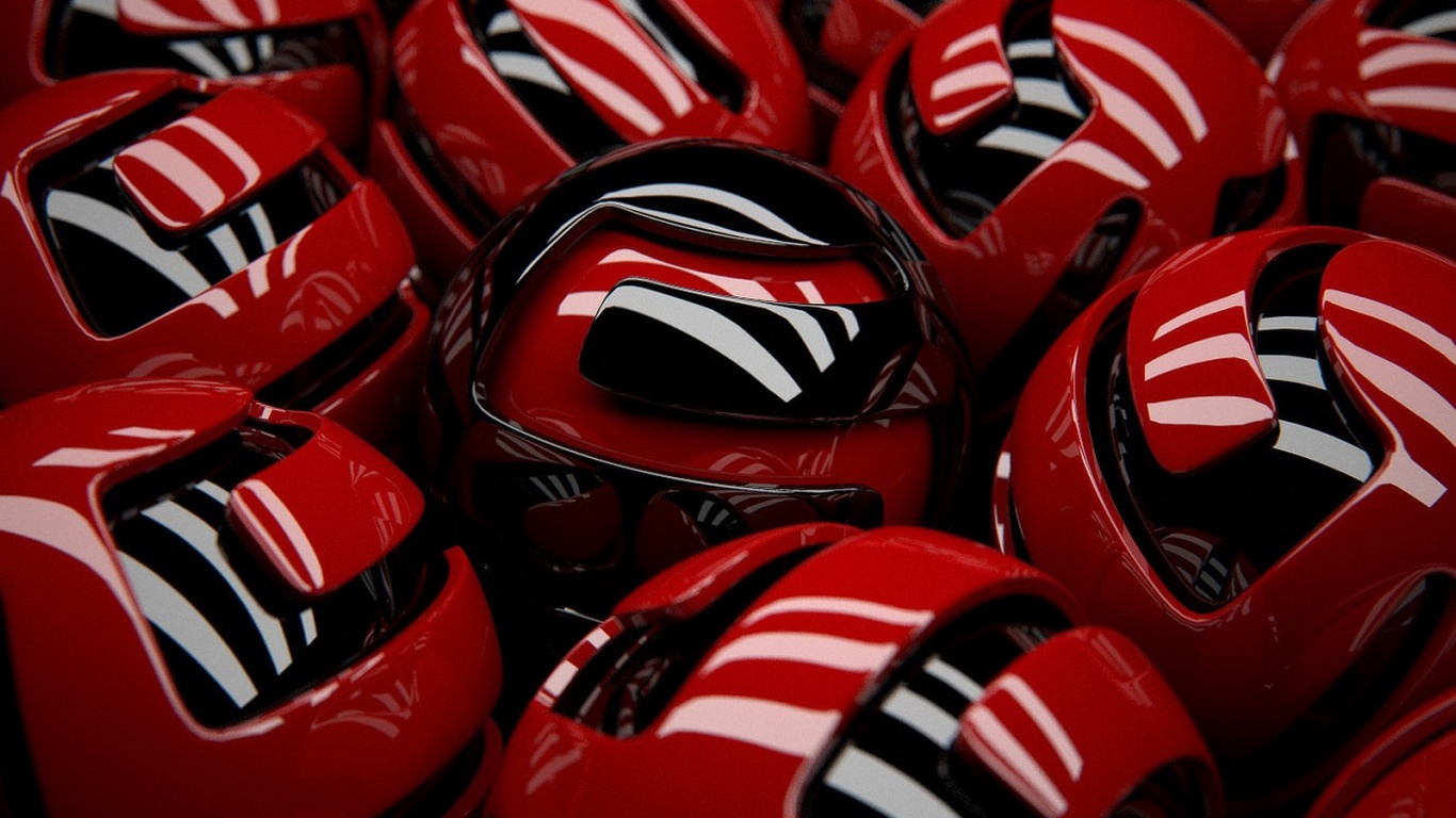 Красные объемные шарики обои