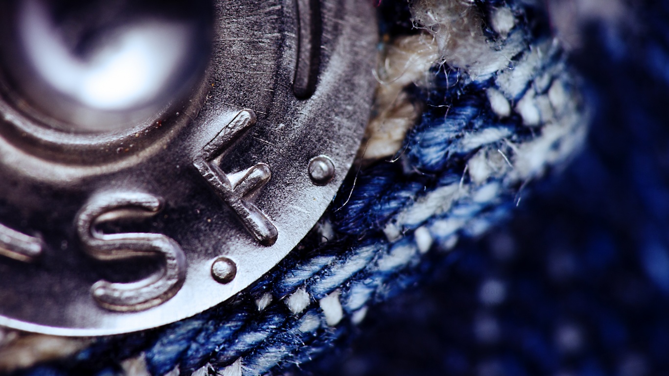 Заклепка на джинсах в макро обои