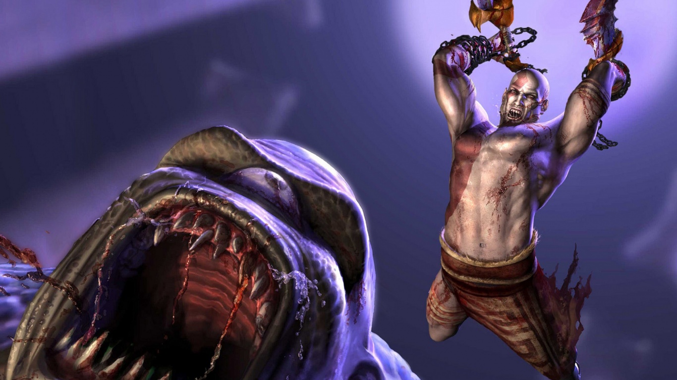 Кратос против монстра обои