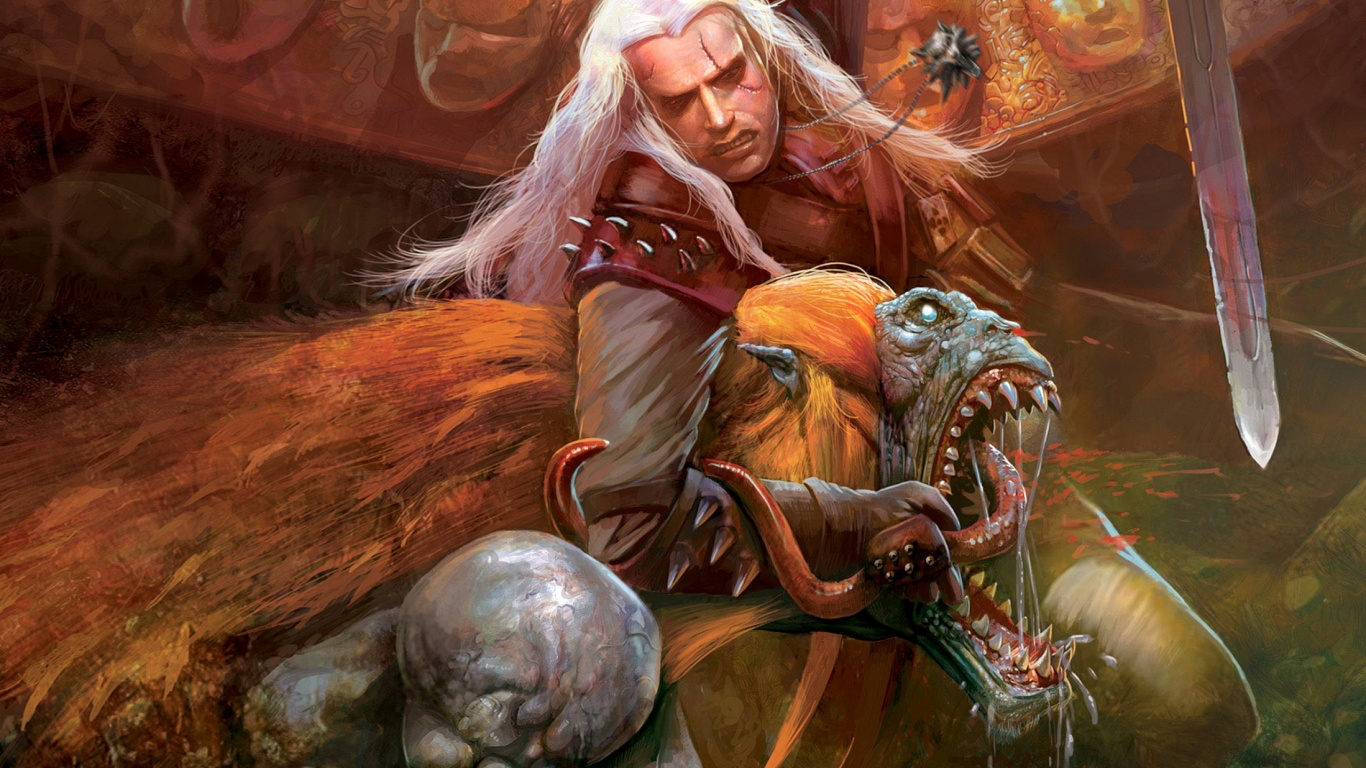 Ведьмак и монстр обои