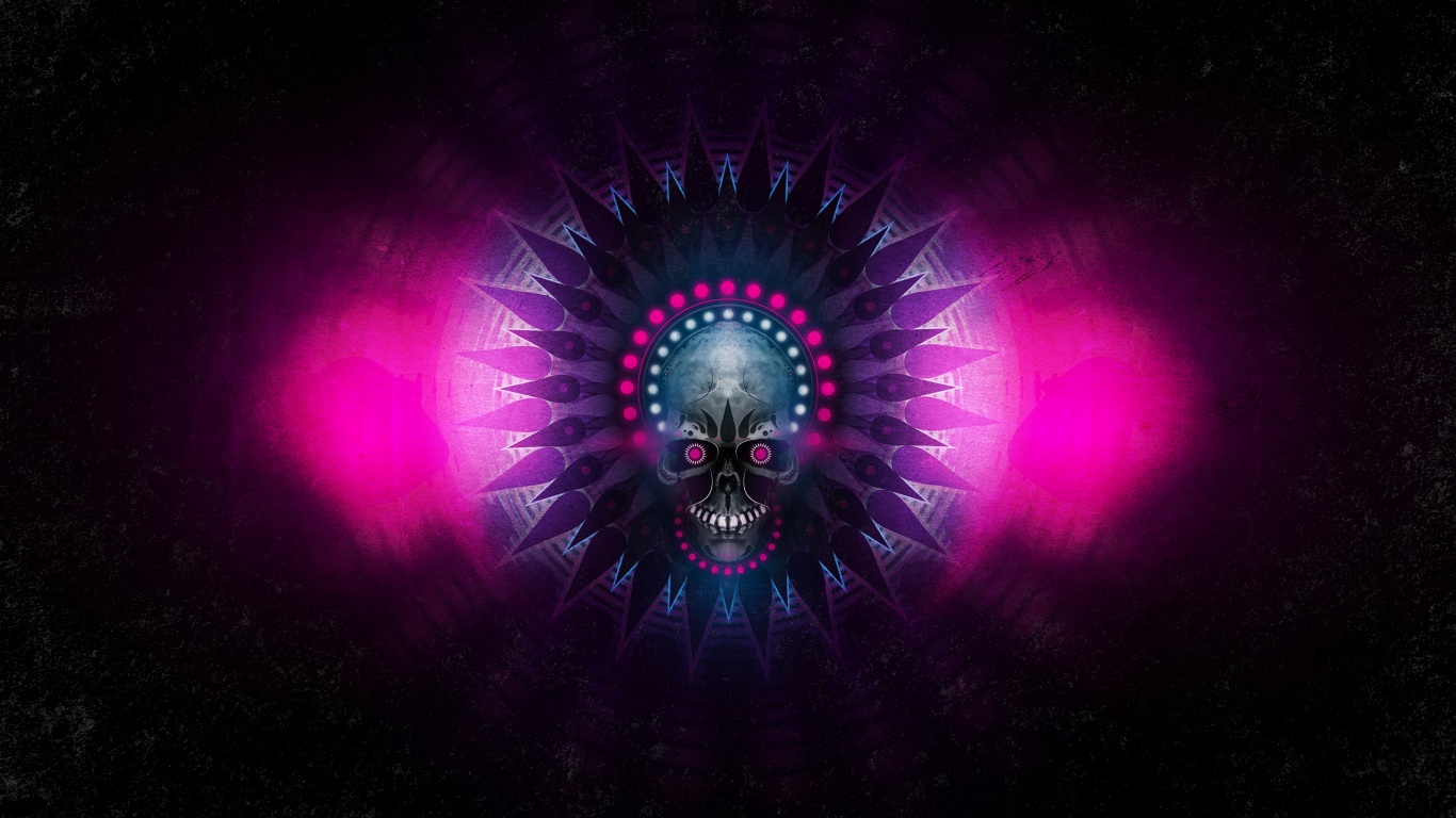 Неоновый череп обои