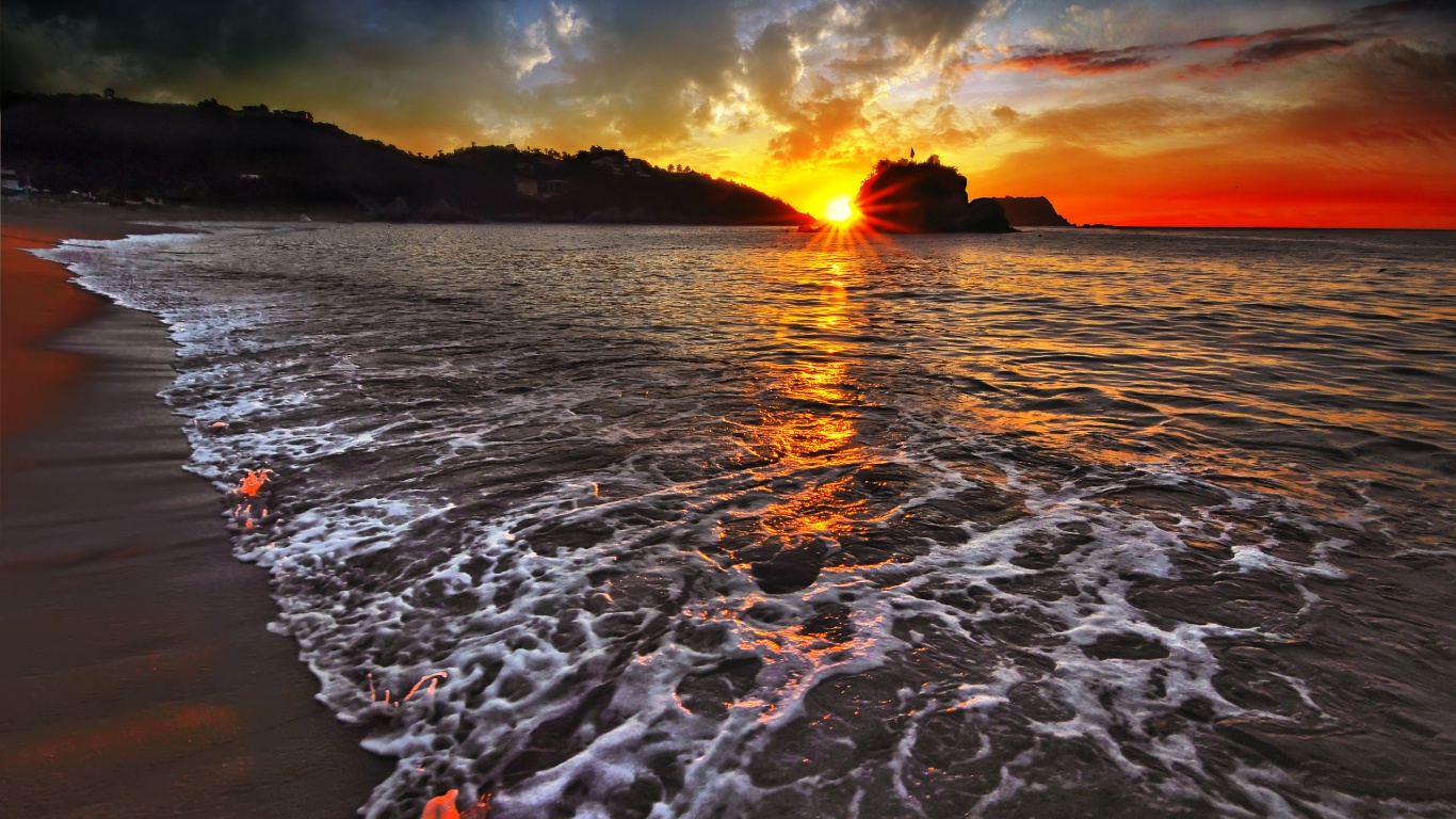 Закат в лагуне обои