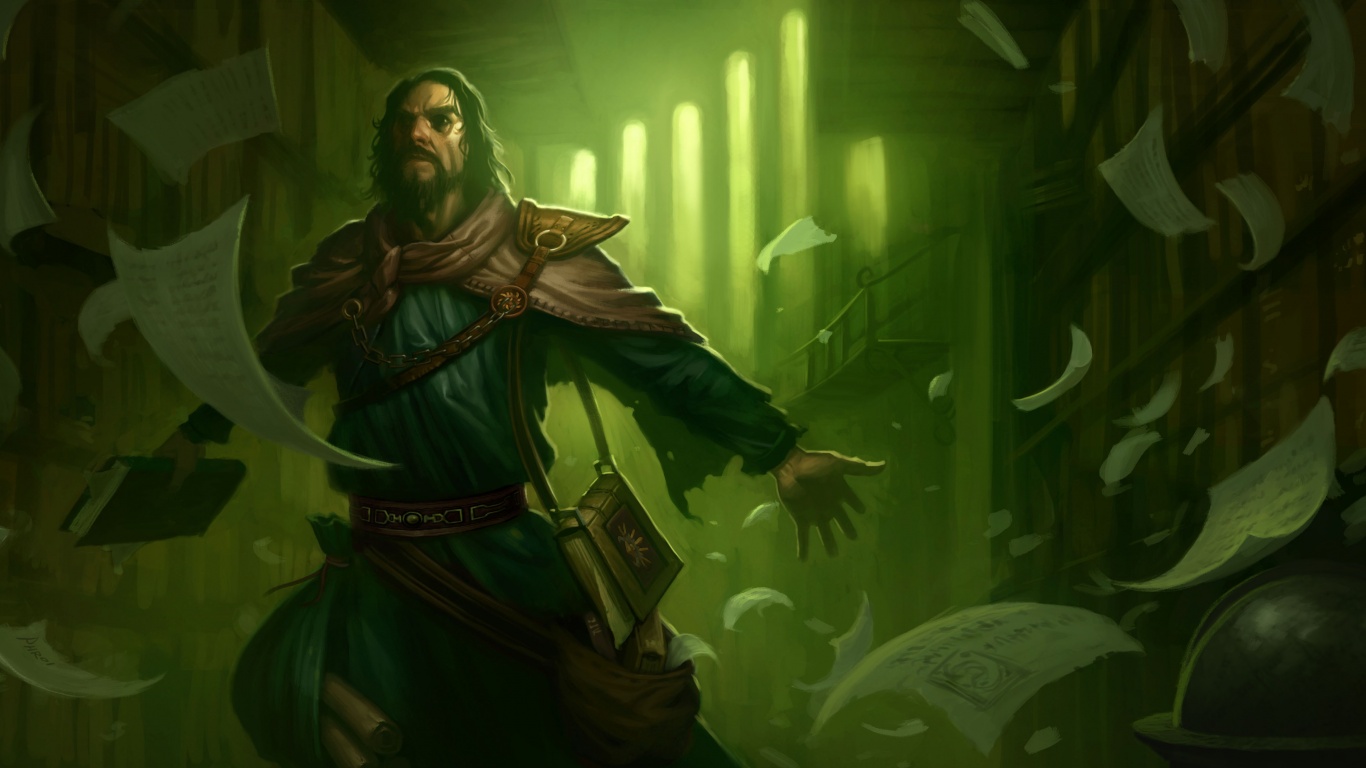 Маг в библиотеке обои