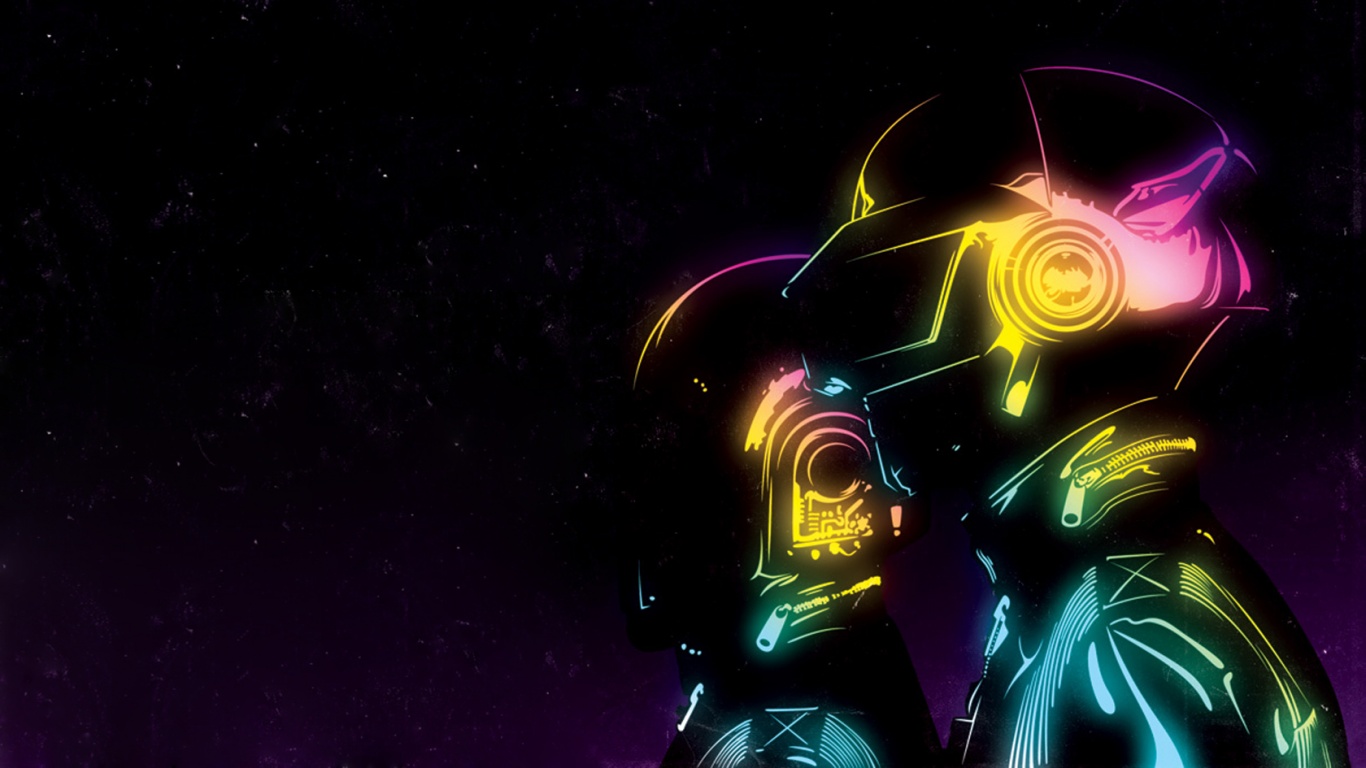 Яркий скетч Daft Punk обои