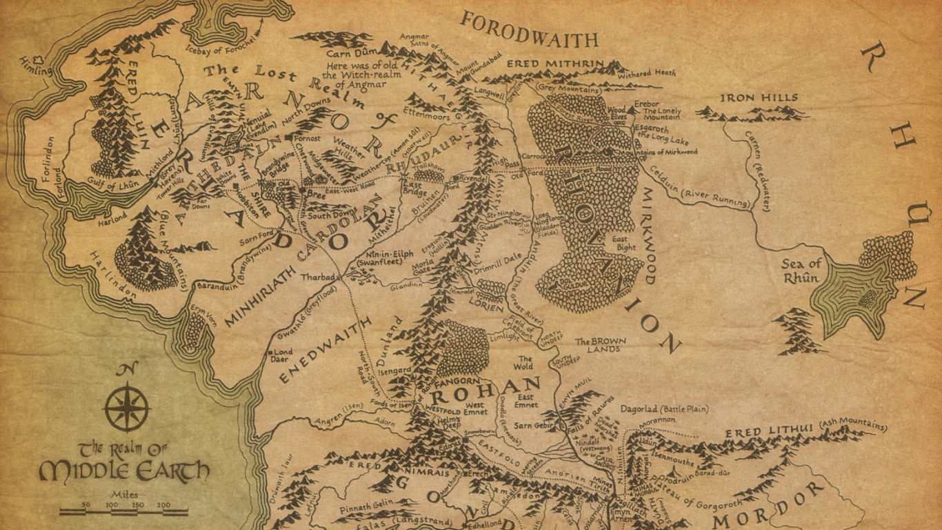Карта Средиземья обои