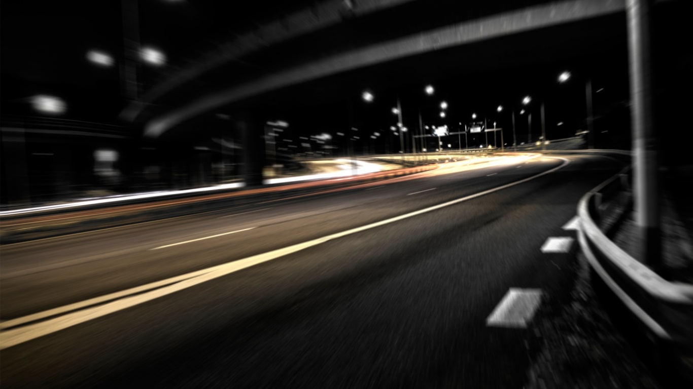 Дорога в ночном городе обои