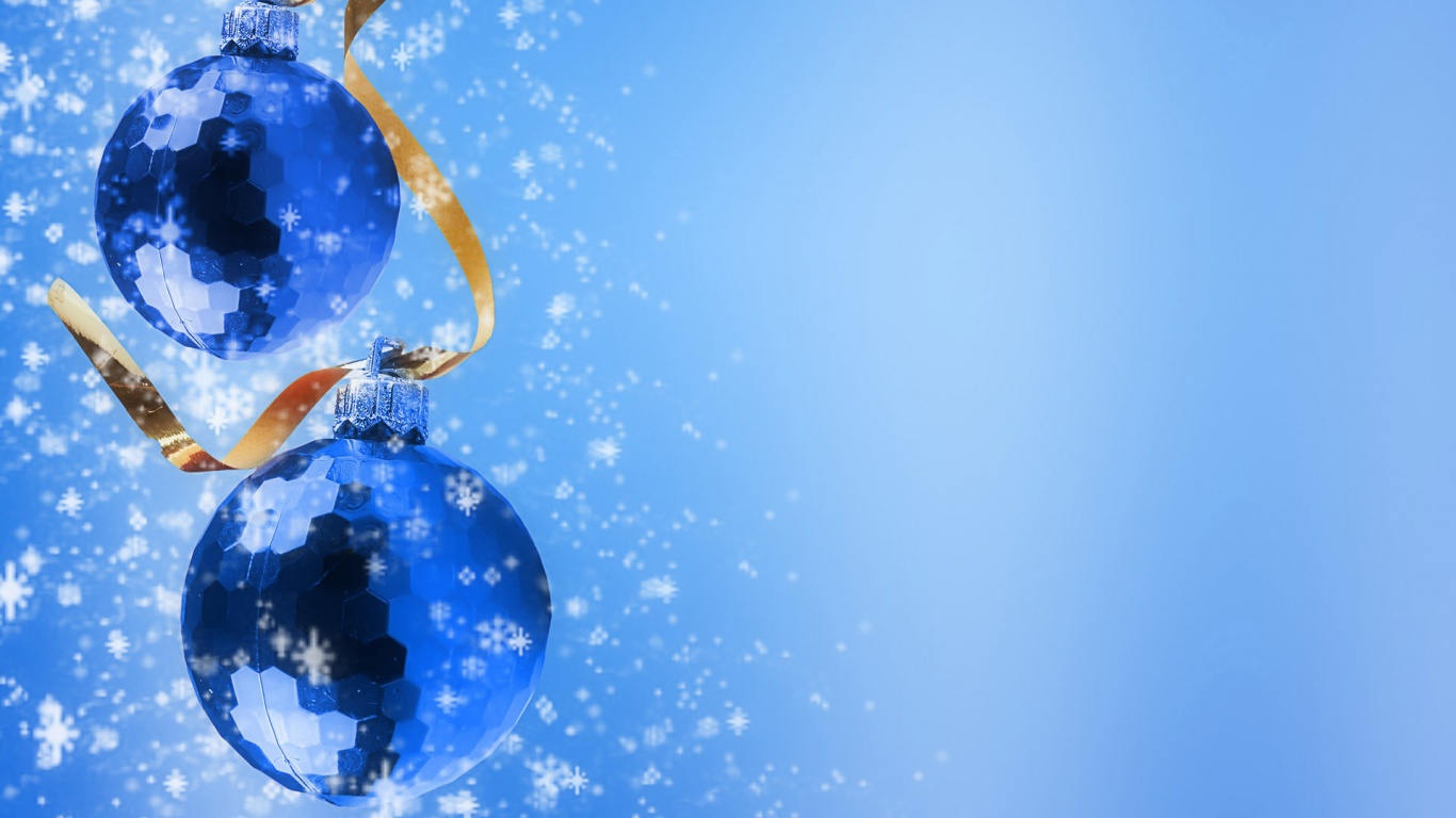 Синие новогодние шары обои