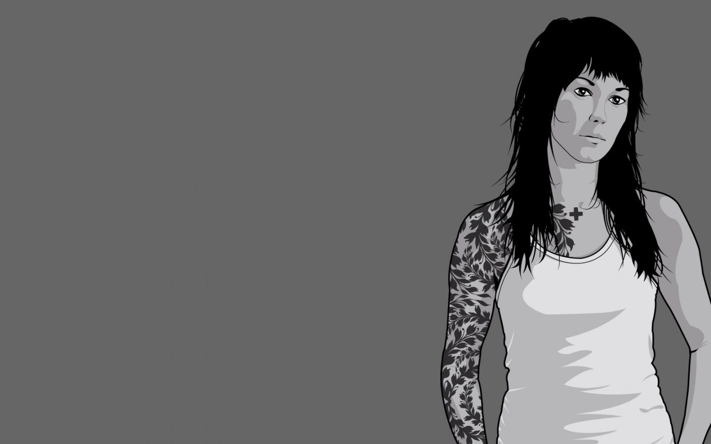 Девушка с татуировкой в виде листвы обои