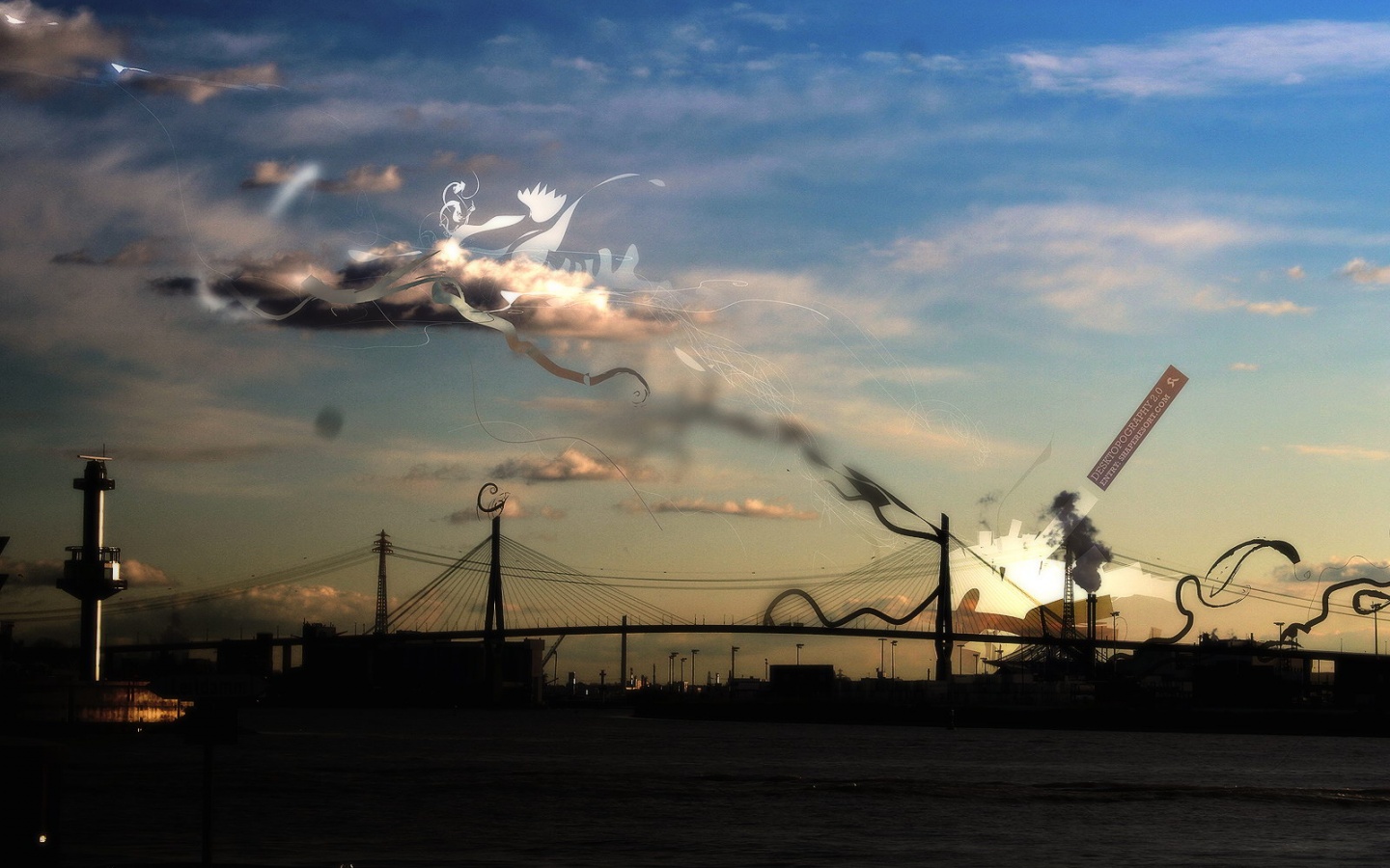 Абстракиця над мостом обои