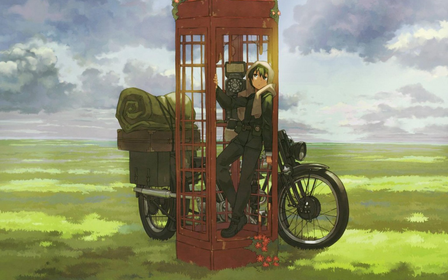 Парень в телефонной будке обои