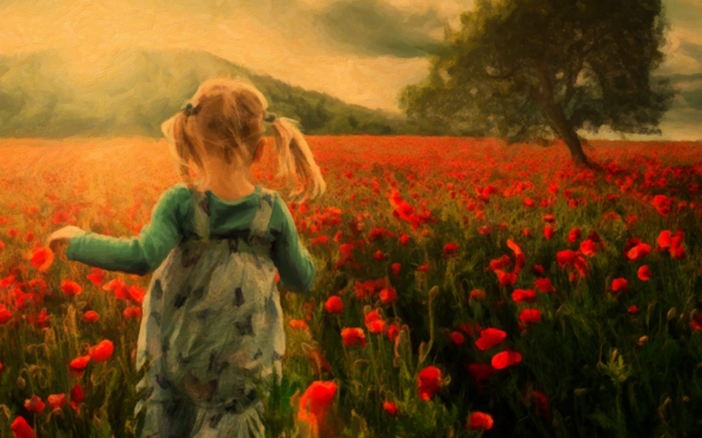 Девочка на маковом поле обои