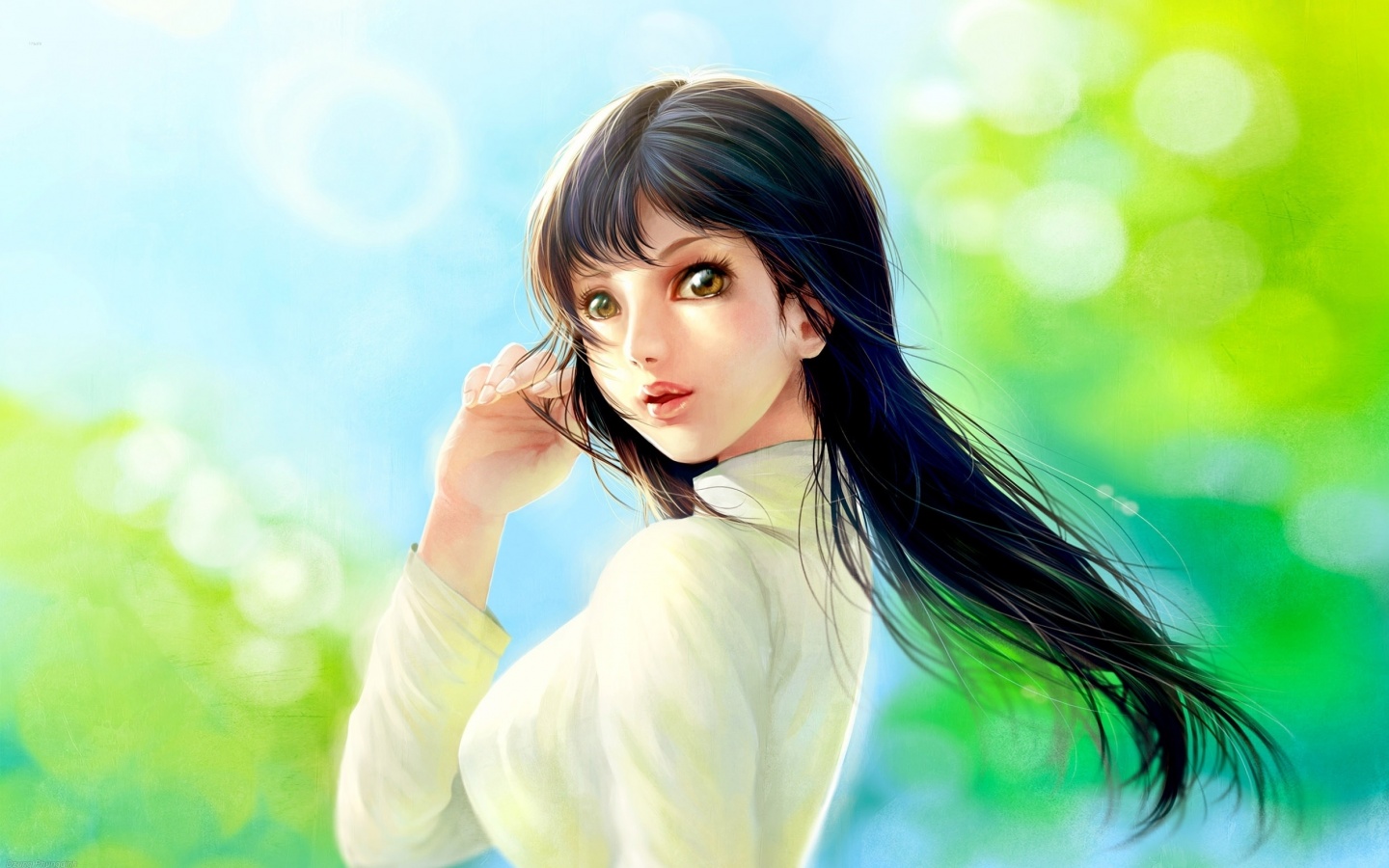 Девушка вполоборота обои