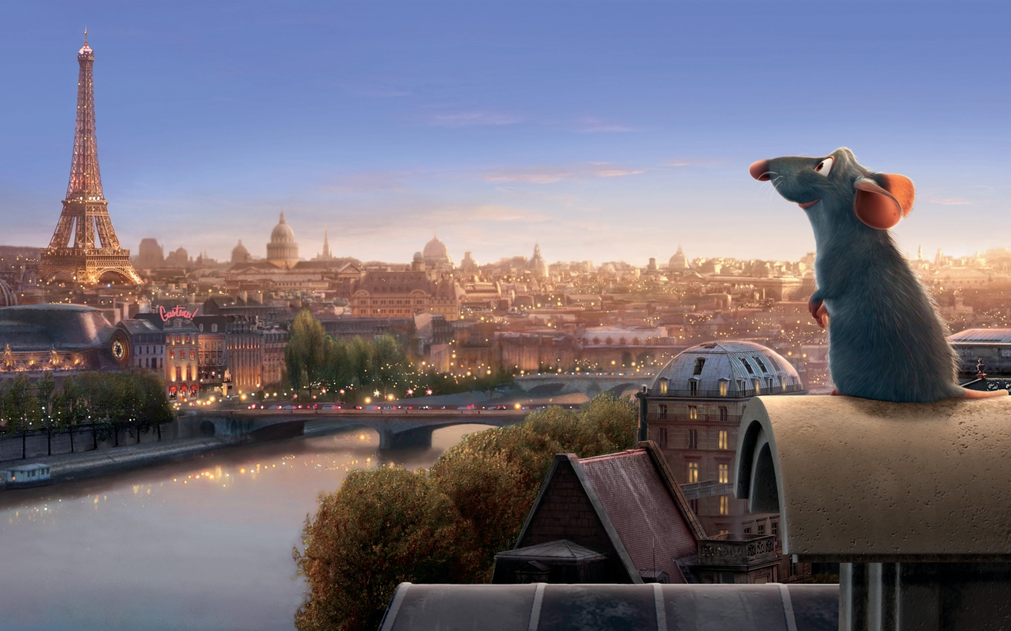 Рататуй на фоне Парижа обои
